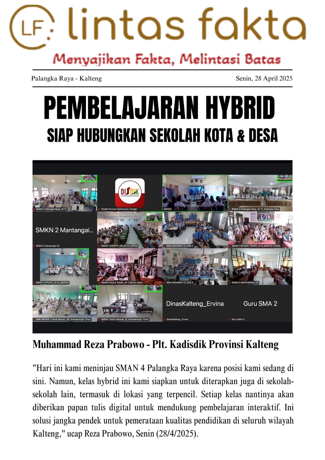 Jembatan Digital untuk Daerah Terpencil: Kalteng Dorong Pemerataan Pendidikan Lewat Pembelajaran Hybrid