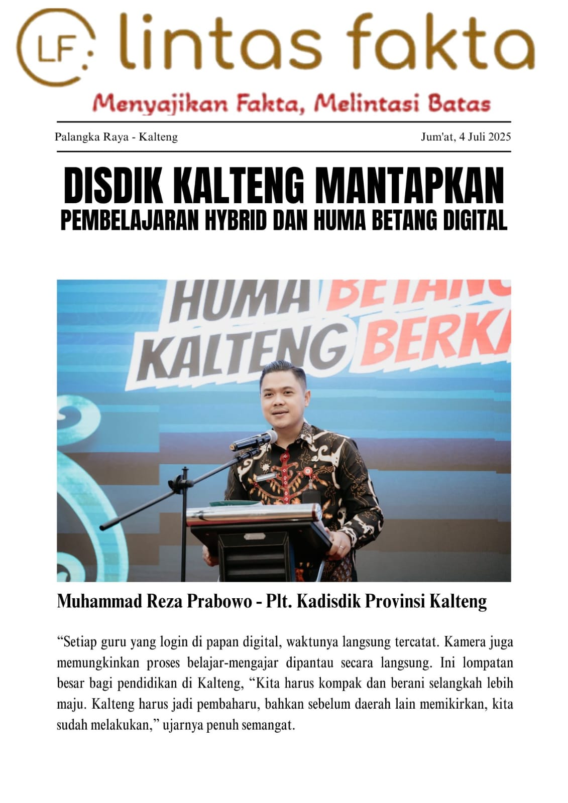 Disdik Kalteng Mantapkan Pembelajaran Hybrid dan Huma Betang Digital