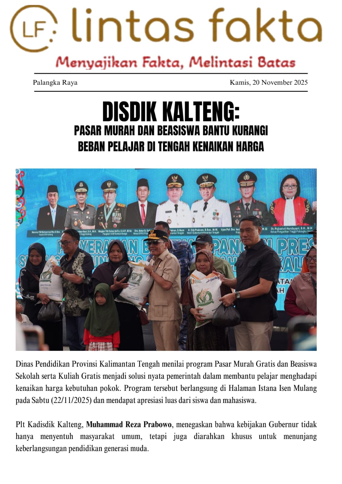 Disdik Kalteng: Pasar Murah dan Beasiswa Bantu Kurangi Beban Pelajar di Tengah Kenaikan Harga