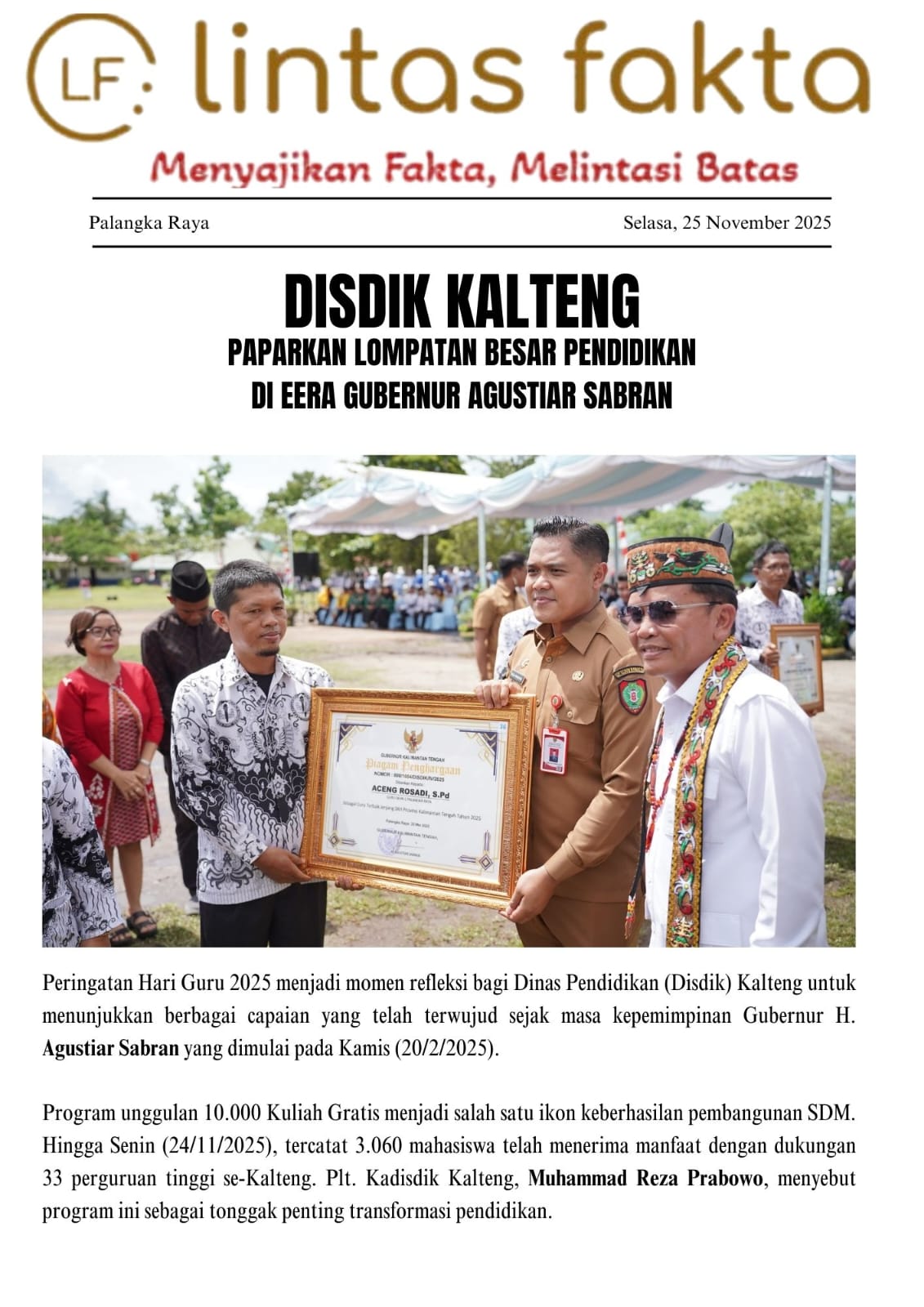 Disdik Kalteng Paparkan Lompatan Besar Pendidikan di Era Gubernur Agustiar Sabran