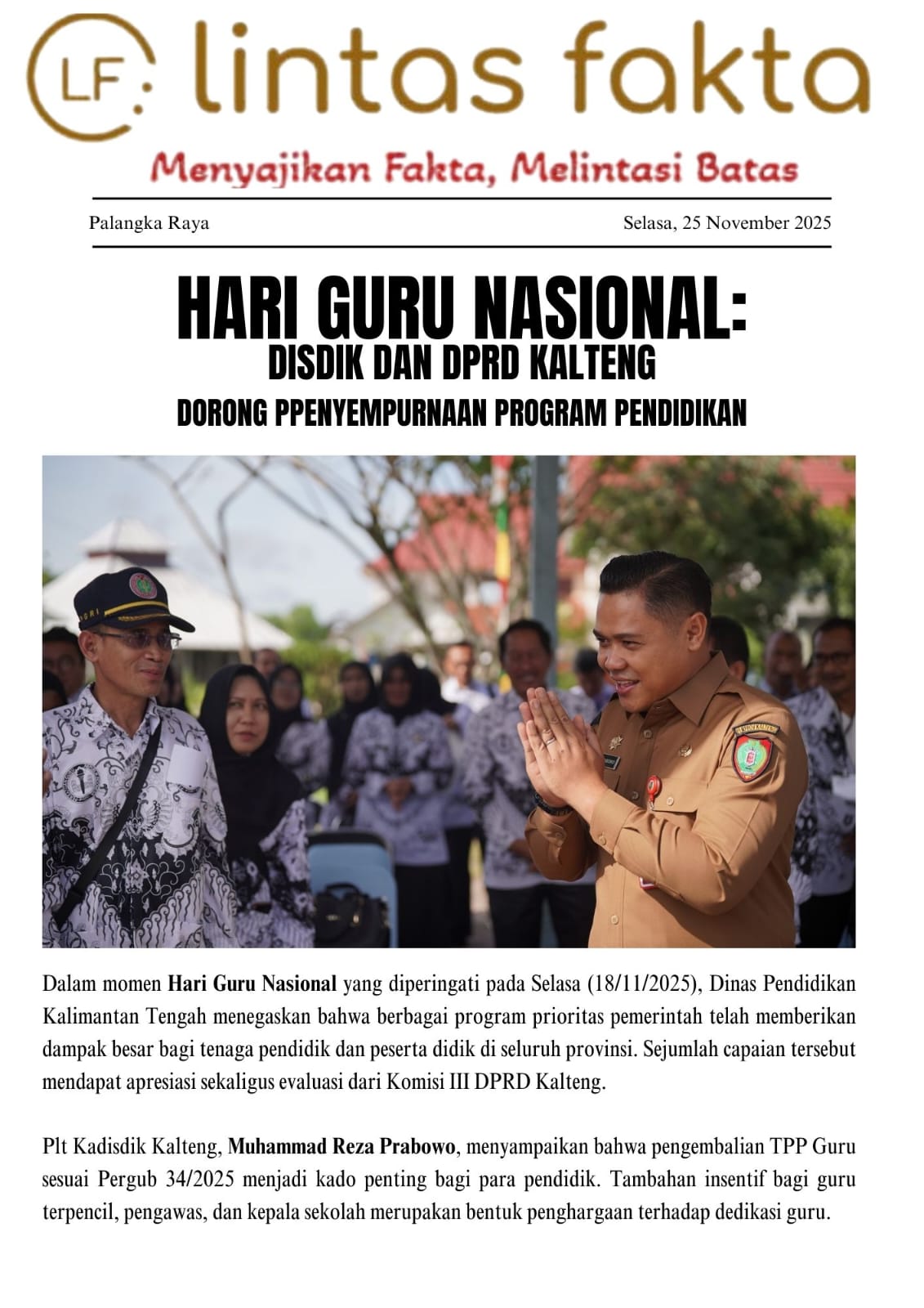 Hari Guru Nasional: Disdik dan DPRD Kalteng Dorong Penyempurnaan Program Pendidikan